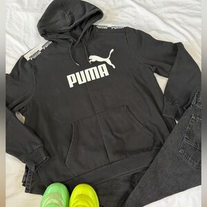 Black Puma Hoodie with White Logo